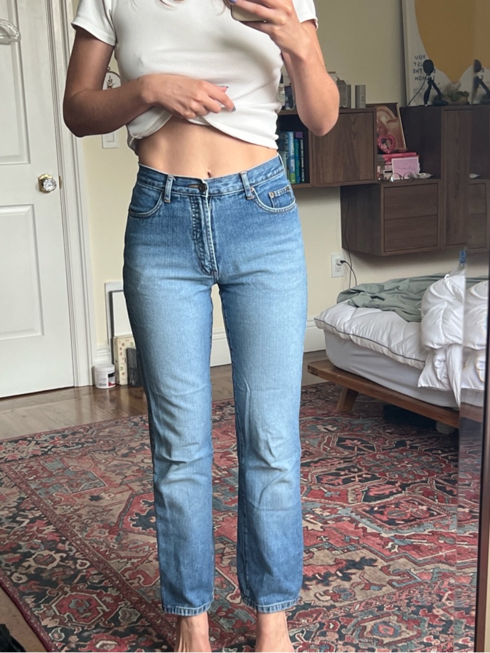 Light Blue High-Rise Straight Leg Jeans - Women